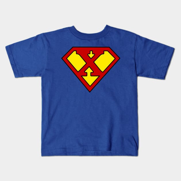 Superhero Symbol Letter X Kids T-Shirt by NextLevelDesignz